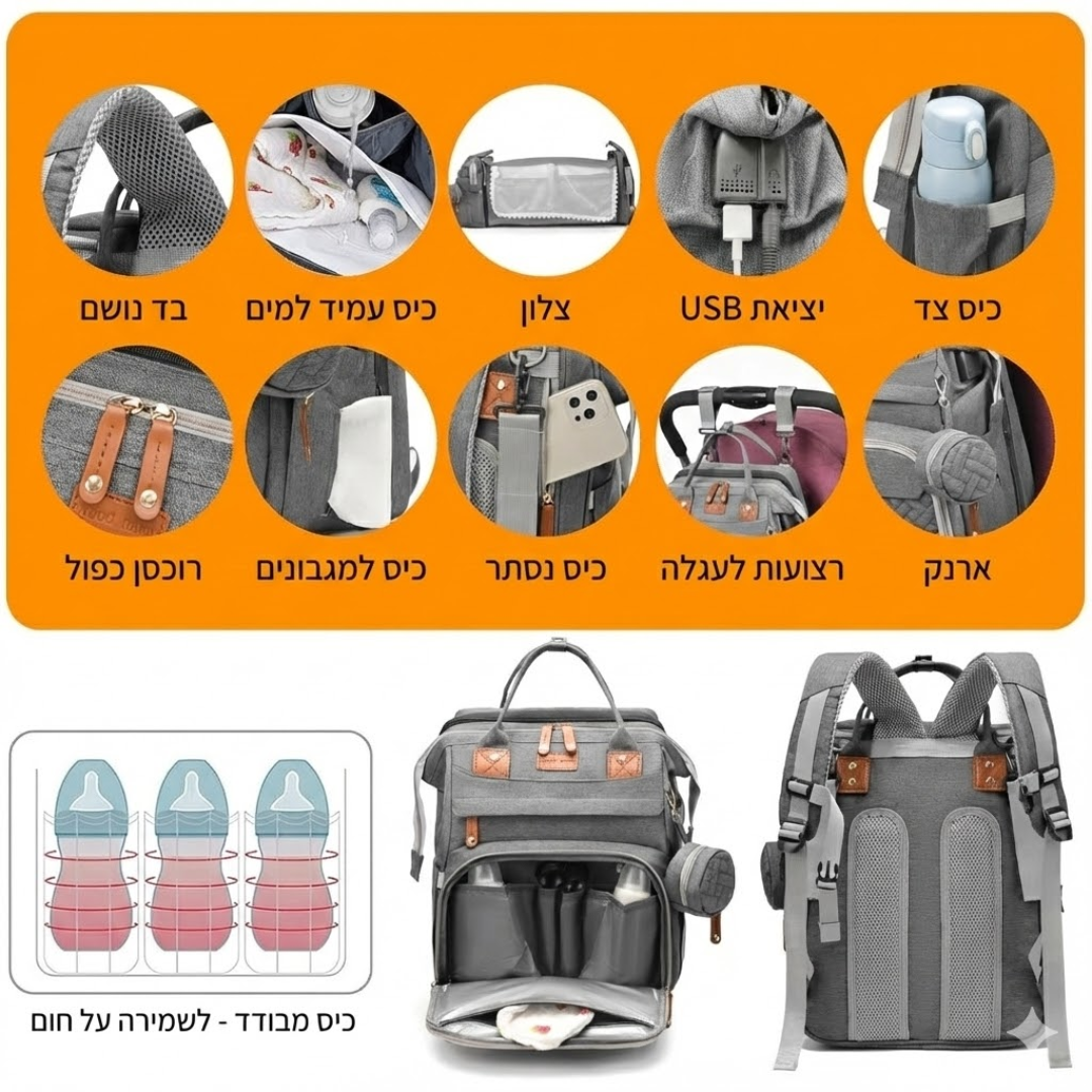 תיק עם מעמד החתלה מובנה